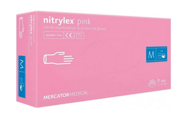 Mercator Medical Nitrylex Pink Rękawiczki jednorazowe winylowo-nitrylowe bezpudrowe M 100 sztuk  Różowe