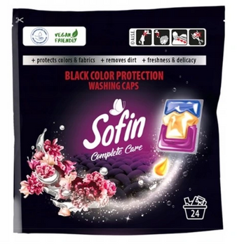 Sofin Kapsułki do Prania Ciemnych tkanin Black Ochrona Kolorów 24 szt