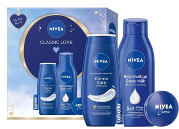 Nivea Classic Love Zestaw Prezentowy do pielęgnacji Żel+Balsam+Krem+Pomadka