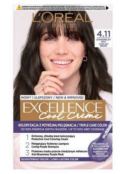 L'Oreal Paris Excellence Cool Creme Farba do włosów 4.11 Ultrapopielaty Brąz
