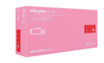 Mercator Medical Nitrylex Pink Rękawiczki jednorazowe winylowo-nitrylowe bezpudrowe L 100 sztuk  Różowe