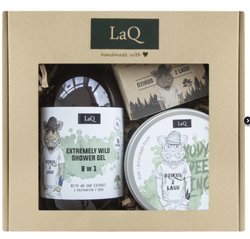 Laq Zestaw Dzik Żel pod prysznic 300ml + Peeling dla facetów 200ml+ Mydło kostka 85g