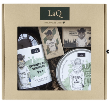 Laq Zestaw Dzik Żel pod prysznic 500ml + Olejek po goleniu Dzik 30ml + Peeling dla facetów 200ml+ Mydło kostka 85g