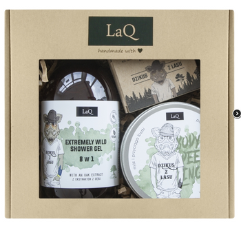 Laq Zestaw Dzik Żel pod prysznic 500ml + Peeling dla facetów 200ml+ Mydło kostka 85g
