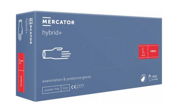 Mercator Hybrid+ Rękawiczki jednorazowe winylowo-nitrylowe bezpudrowe L 100 sztuk Niebieskie