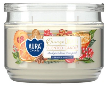 Bispol Świeca Zapachowa  w szkle z dwoma knotami 280 ml Pomarańczowe ciasteczka