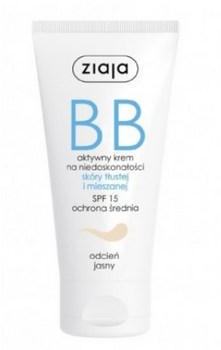 Ziaja BB jasny aktywny Krem na niedoskonałości skóry tłustej i mieszanej 50 ml