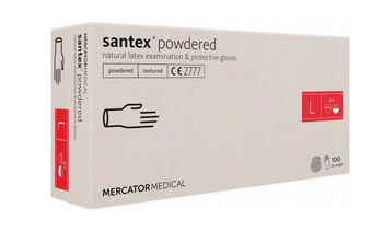Mercator Santex Powdered Rękawiczki jednorazowe lateksowe pudrowane L 100 szt.Kremowe