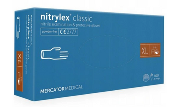 Mercator Nitrylex Classic Rękawiczki jednorazowe nitrylowe XL 100 szt. Niebieskie