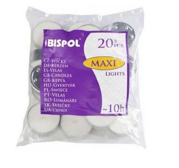 Bispol Bispol Podgrzewacze Białe Maxi Tealight 10.h 20 sztuk
