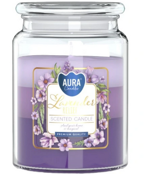 Bispol Świeca Zapachowa trójkolorowa w Szkle 500 g  Lawendowe Ukojenie