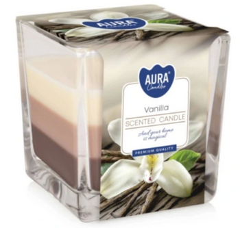 Bispol Świeca zapachowa w szkle trójkolorowa 170 g  Wanilia