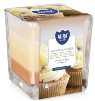 Bispol Świeca zapachowa w szkle trójkolorowa 170 g Ciasteczko Waniliowe