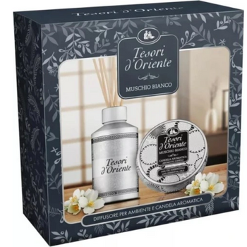 Tesori d’Oriente Muschio Bianco Zestaw prezentowy Patyczki zapachowe i Świeca