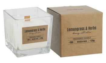 Bispol Świeca zapachowa w szkle z drewnianym knotem Piżmo - Cytrusy