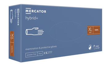 Mercator Hybrid+ Rękawiczki jednorazowe winylowo-nitrylowe bezpudrowe XL 100 sztuk  Niebieskie