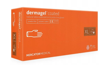 Mercator Dermagel Coated Rękawiczki jednorazowe lateksowe XL 100 szt.Białe